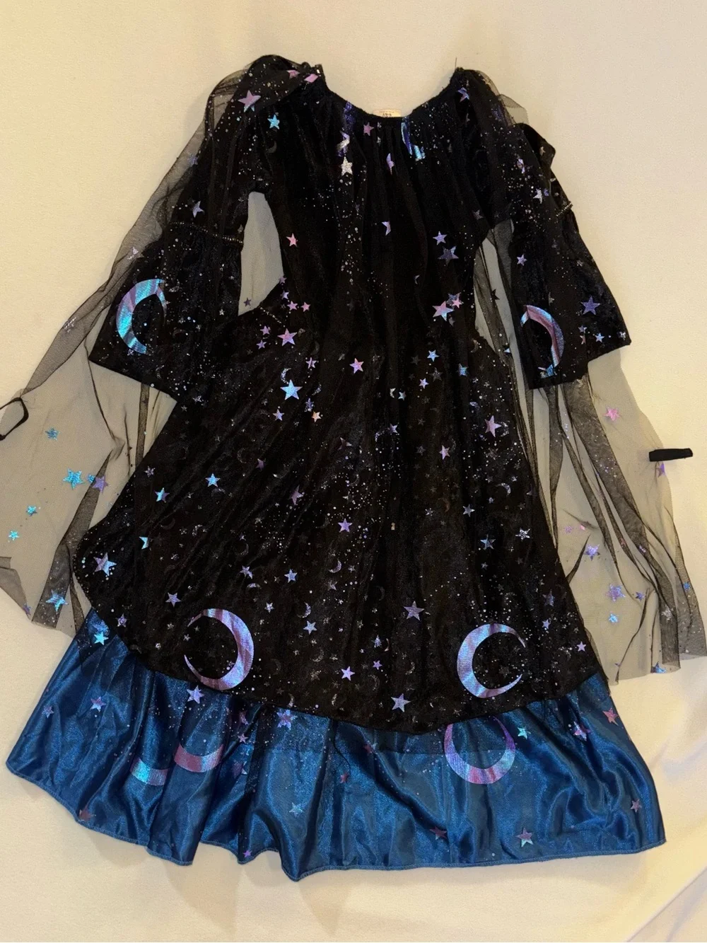 Spirit Celestial Witch Costume Dress Moon Stars Halloween Size 5-6T
